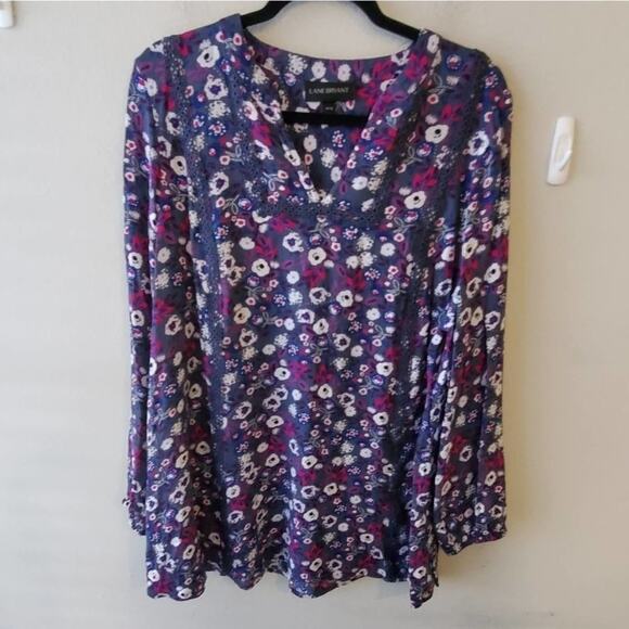 Lane Bryant floral long sleeve boho peasant ric rac shirt plus size 14/16 New!!! - Picture 1 of 6
